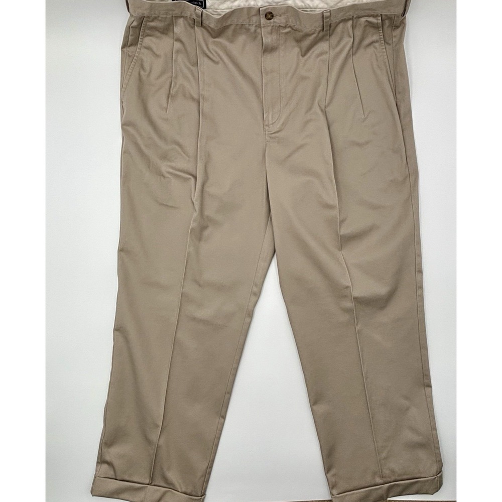 Paul Fredrick Men 38 Khaki Pleated‎ Chinos 100% Cotton NWT Cuffed Dress Pants